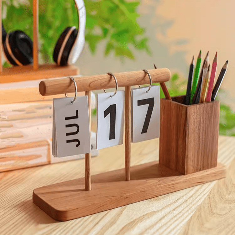 The Timeline Dock | Solid Wood Calendar & Pen Column